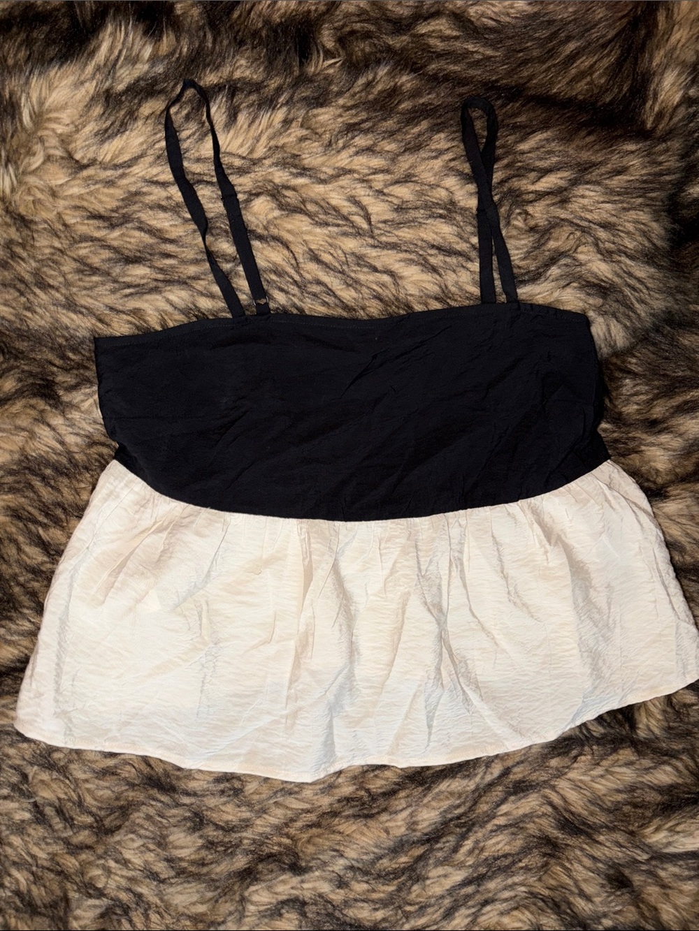 NEW LOFT Colorblock Babydoll Camisole Top Black/Cream Preppy - Size 8